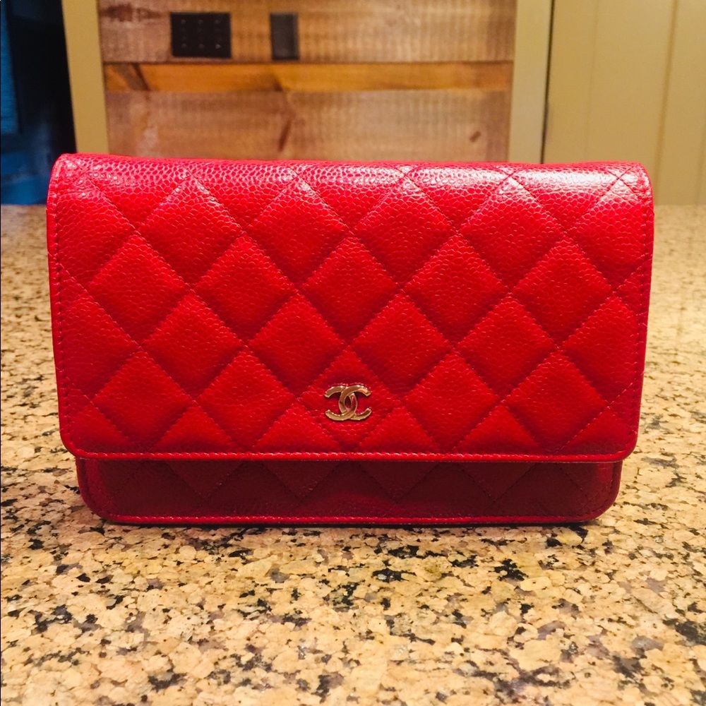 Chanel Wallet On Chain WOC Red Caviar w/ SHW
